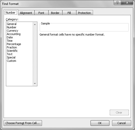 Click Format in the Find And Replace dialog box to display the Find Format dialog box.