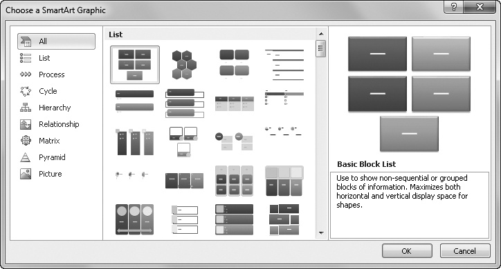 SmartArt graphics help you illustrate conceptual information.