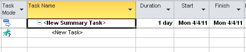 Create top-down summary tasks and then add subtasks under them.