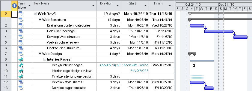 Use the project summary task to attach or link planning documents.