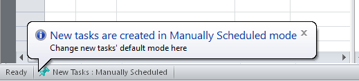 Switching the Task Mode Default for a New Project Plan