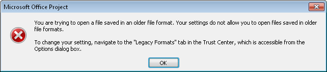 Troubleshooting: Project 2010 will not let you import the older .xls file format