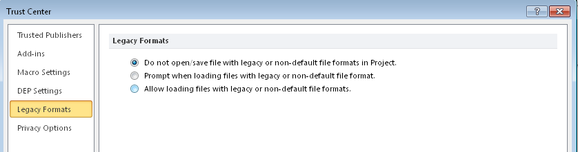 Troubleshooting: Project 2010 will not let you import the older .xls file format