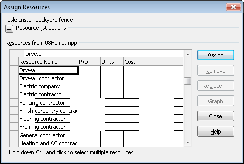 Use the Assign Resources dialog box to designate details about task assignments.