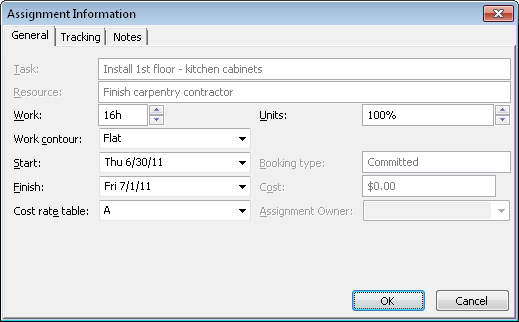 You can open the Assignment Information dialog box by double-clicking an assignment in the Task Usage or Resource Usage view.