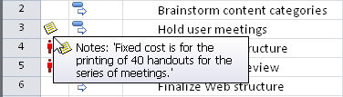 Rest your mouse pointer over the notes indicator to read the note explaining details about the fixed cost.