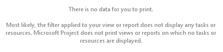 Troubleshooting: Project 2010 says there is no data to print