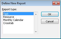 Select the format for your new report.