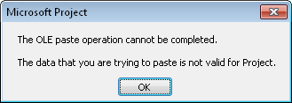 Troubleshooting: You get an error when you try to link pasted information to your project