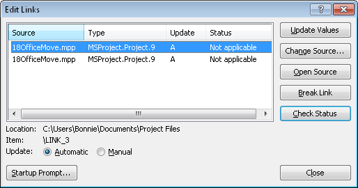 Use the Edit Links dialog box in Excel to review and update the links in the current workbook.