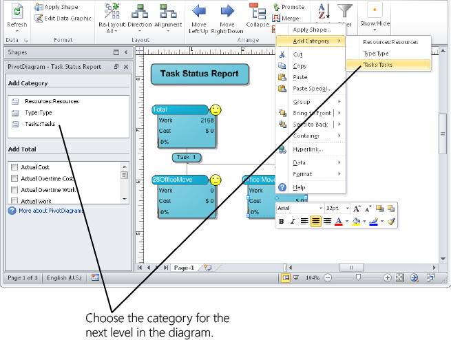 You can specify the category to use for the next level in the diagram with each level using a different category.