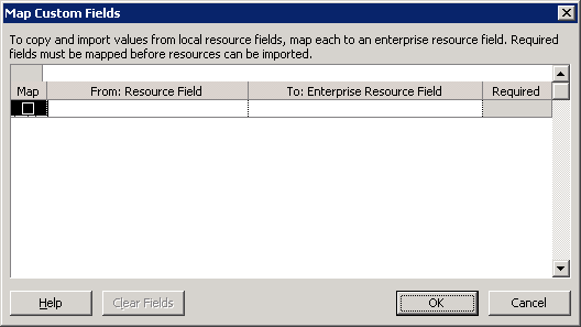 Map any custom resource fields to the enterprise resource pool.