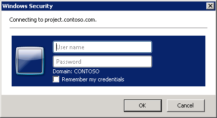 Depending on your configuration, you might be prompted to enter your user name and password to sign in to Project Web App.