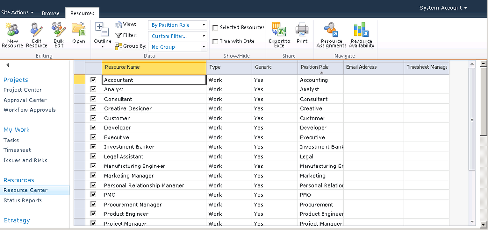 You use tables throughout Project Web App to view and edit information related to project, tasks, resources, and more.