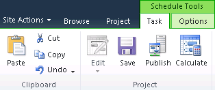 On the Task tab of the project detail page, in the Project group, click Publish.