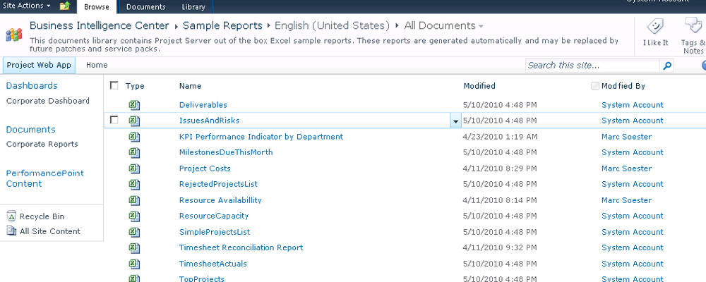 Click the template name to create a new report based on that template.