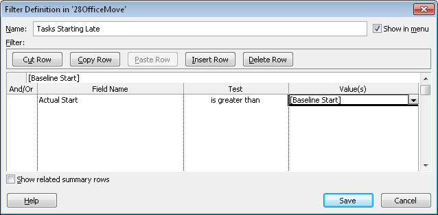 Create a filter that compares the value in one field against the value in another field.