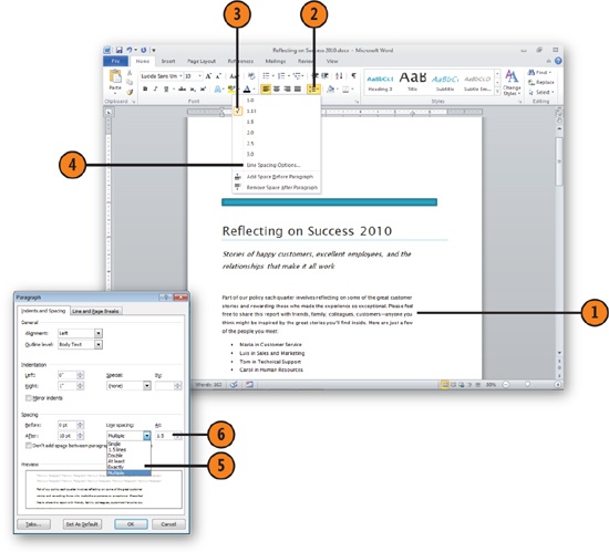 Set the Line Spacing Within a Paragraph