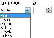 Line spacing options in Word.