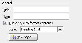 General options in the Content Control Properties dialog box.