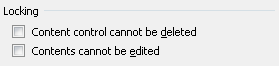 Locking options in the Content Control Properties dialog box.