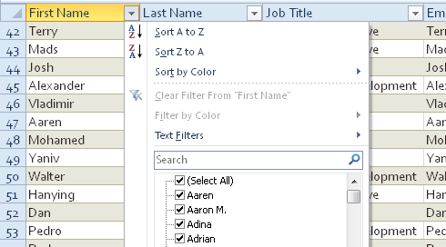 Filter and sort options now appear in your table headers—no scrolling required.