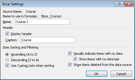 The Slicer Settings dialog box.