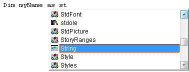 The Auto List shown here provides options for specifying a variable data type.