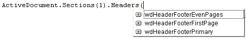 Available header and footer constants are the same in Word 2010 and Word 2011.