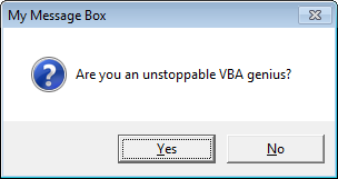 A message box providing options to the user, shown in Office 2010.