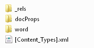 The top level of an Office Open XML Format Word document package.