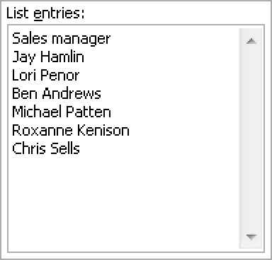 The list entries are added.