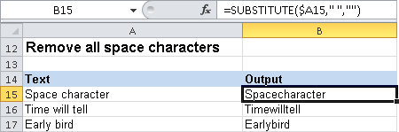 The SUBSTITUTE() function replaces strings.