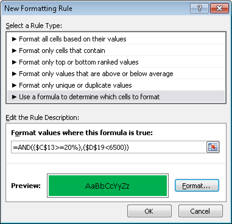 Conditional formatting and logical functions.