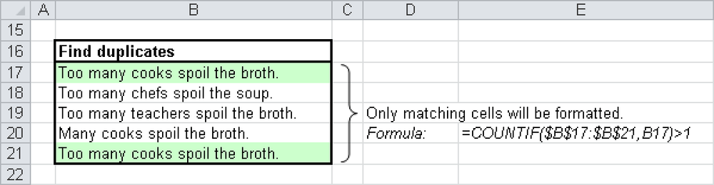 The duplicates are highlighted.