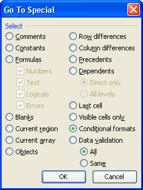 Finding cells that have conditional formats.