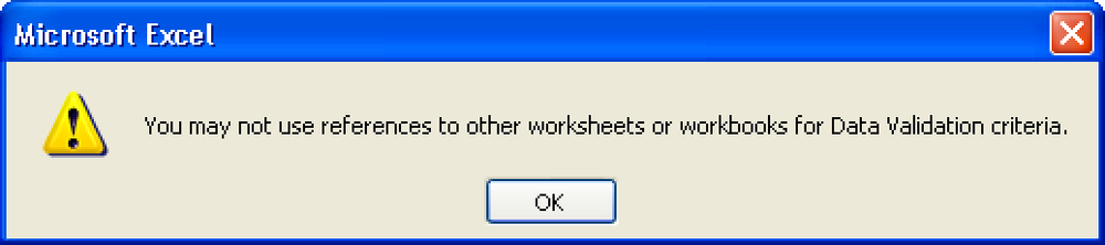 The error message in Excel 2003 for using external functions and references.