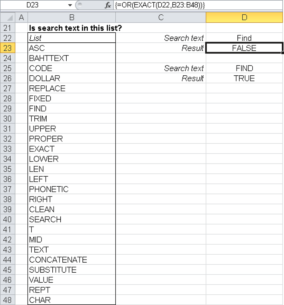 Using logical functions to determine whether a column contains a string.