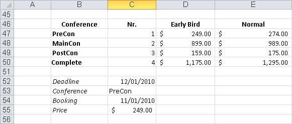 Retrieving information with VLOOKUP(), INDEX(), and IF().