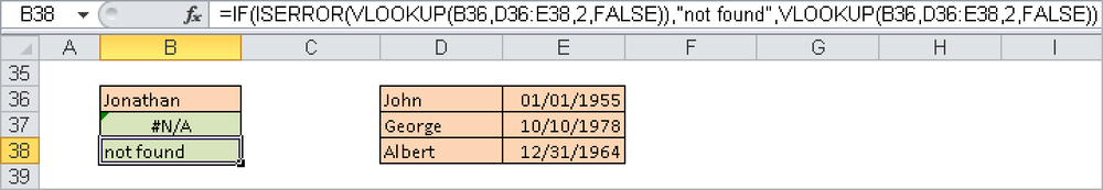 Error explanation for list searches.