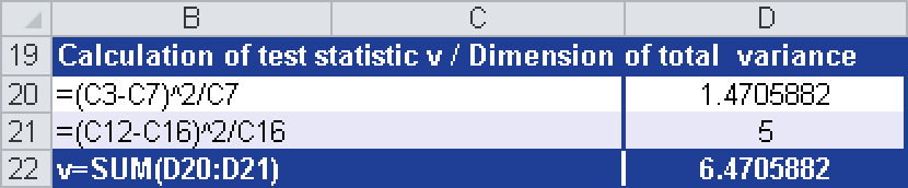 The check sum v is calculated to compare the value with the critical value.