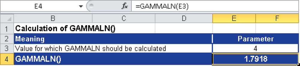 Calculating GAMMALN().