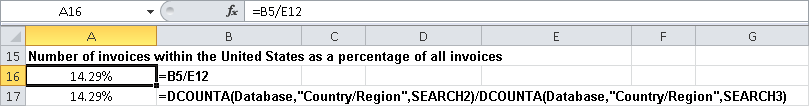 The percentage of the invoices.