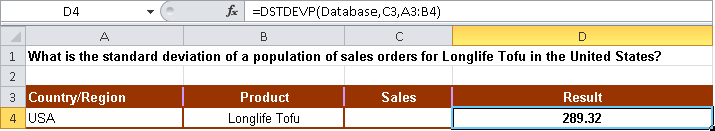 Calculating the standard deviation based on a population.