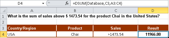 Calculating the sum of the sales based on certain criteria.