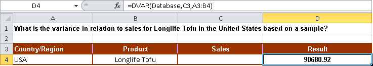 Calculating the variance based on a sample.