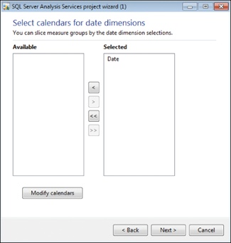 Selecting a calendar for a date dimension.