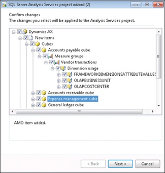 Confirming changes to an SSAS project.