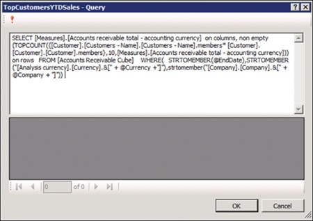 MDX query dialog box.