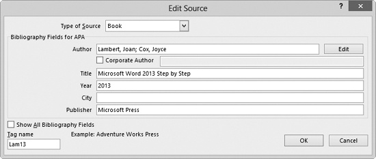 Screen shot of the Edit Source dialog box.